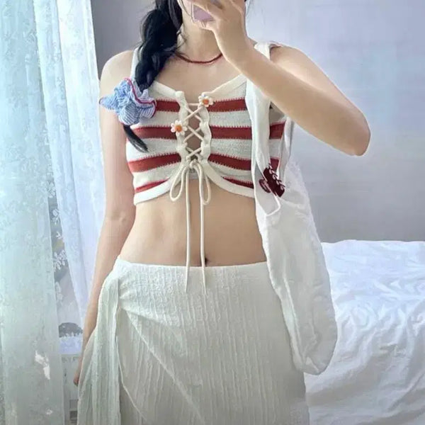 [BUNJANG] ARI Stripe Sleeveless Red / 이주빈 착용) ARI 아리 스트라이프 슬리브