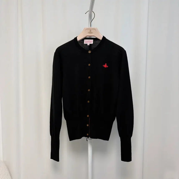 [BUNJANG] Vivienne Westwood Red Label Black Logo Wool Cardigan / 비비안웨스트우드 레드라벨 블랙 가디건