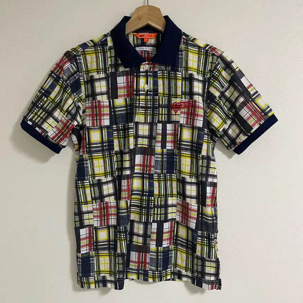 [BUNJANG] BEAMS GOLF Check Collar Polo T-Shirt / [S] 빔즈골프 카라 폴로 체크 티셔츠