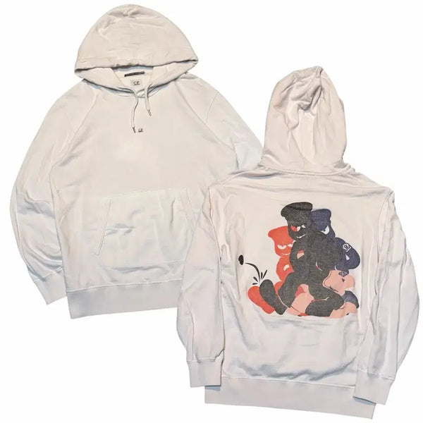 [BUNJANG] CP Company Center Logo Graphic Hoodie White / CP 컴퍼니 센터로고 그래픽 후드티 화이트