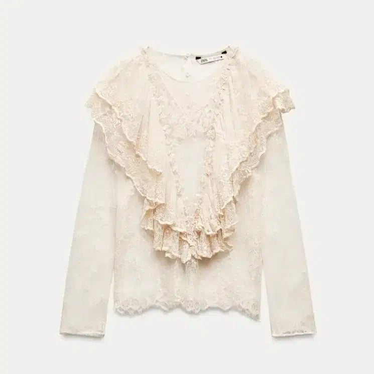 [BUNJANG] ZARA Lace Frill Top L / ZARA 레이스 프릴 탑 L (KR77)