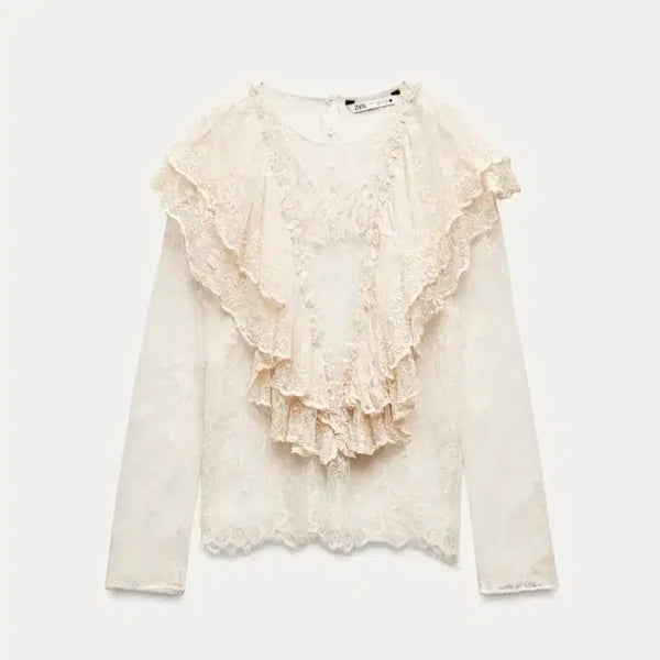 [BUNJANG] ZARA Lace Frill Top L / ZARA 레이스 프릴 탑 L (KR77)