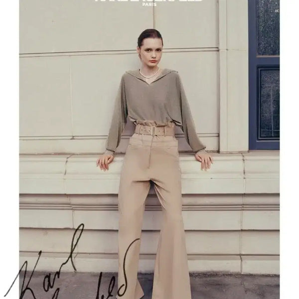 [BUNJANG] Karl Lagerfeld Glitter Knit Pearl Beige Loose Fit / 칼라거펠트 글리터니트 펄베이지 66/ 루즈핏55