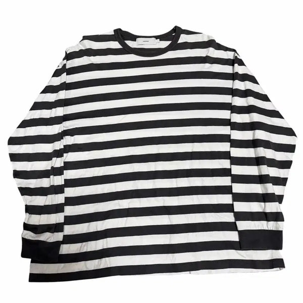 [BUNJANG] Graphtpaper Border Long Sleeve Charcoal/White / [1] 그라프페이퍼 보더 롱슬리브 차콜/화이트