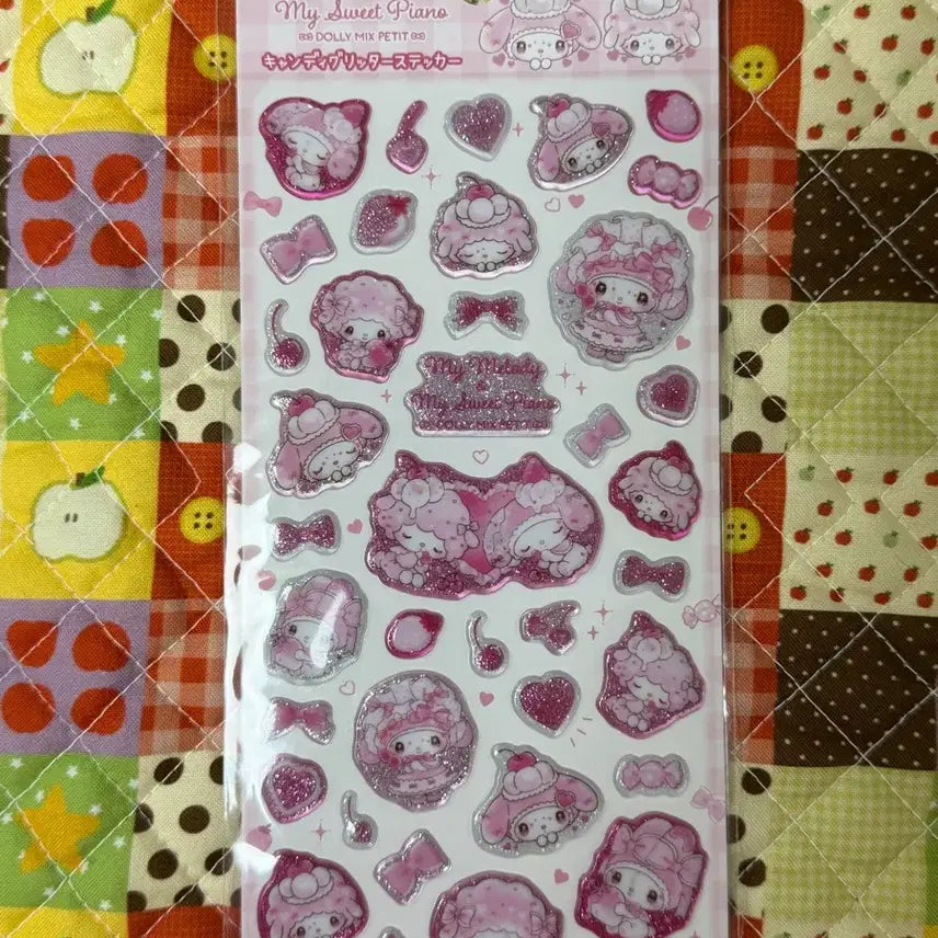 [BUNJANG] Sanrio My Melody Piano Glitter Sticker / 마이멜로디 피아노 스티커 [일본정품 새상품]