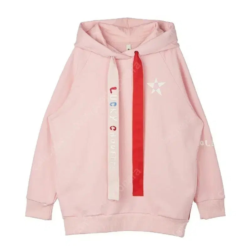 [BUNJANG] Lucky Chouette Strawberry Milk Pink Colorblock Hoodie / 럭키슈에뜨 딸기우유 핑크 배색 후드티 새제품