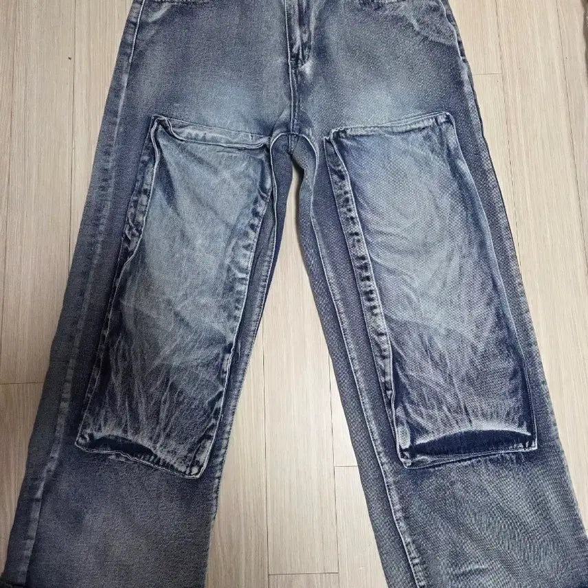 [BUNJANG] Washed Denim Wide Pants / 워싱 데님 와이드 팬츠