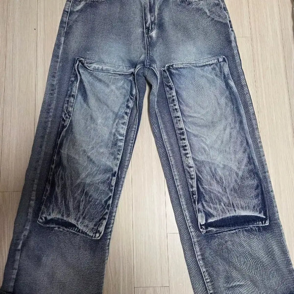 [BUNJANG] Washed Denim Wide Pants / 워싱 데님 와이드 팬츠