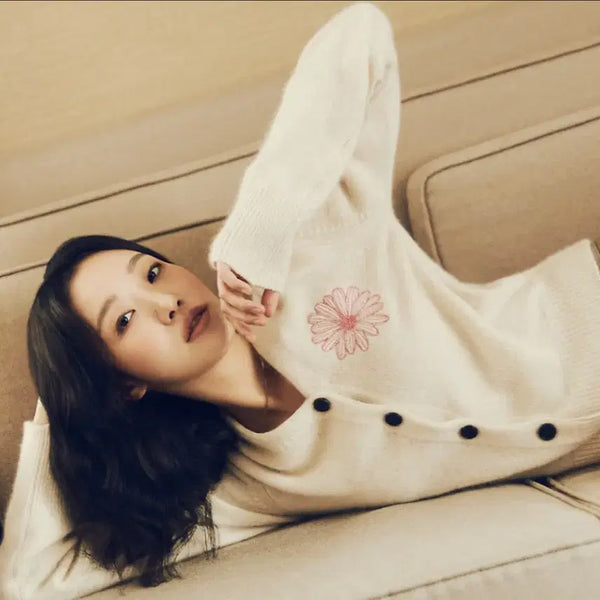 [BUNJANG] Mardi Mercredi V-Neck Raccoon Mohair Cardigan Ivory Knit / 마르디 메크르디 가디건 브이넥 라쿤 모헤어 아이보리 니트