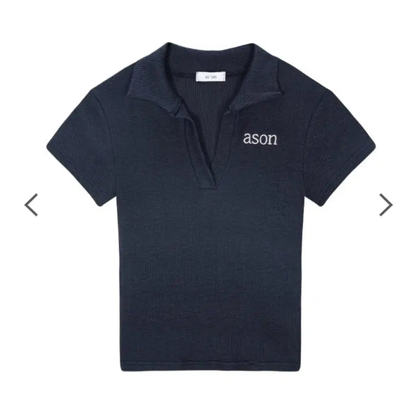 [BUNJANG] AZON Half Ivy Collar Tee Navy / 애즈온 HALF IVY COLLAR TEE NAVY