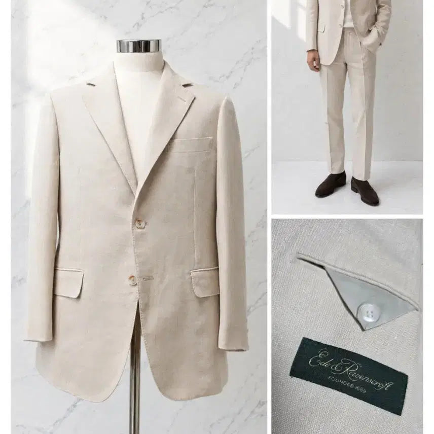 [BUNJANG] Ede & Ravenscroft Ivory Wool-Silk-Linen Tailored Jacket / (정품) 에드 앤 레이븐스크로 아이보리 울 실크 리넨 테일러드 자켓