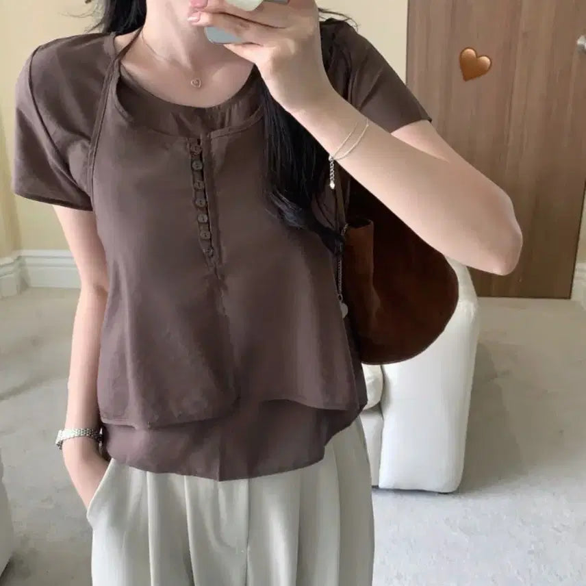 [BUNJANG] Halterneck Layered Blouse / 홀터넥 레이어드 블라우스