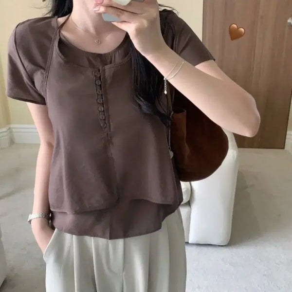 [BUNJANG] Halterneck Layered Blouse / 홀터넥 레이어드 블라우스