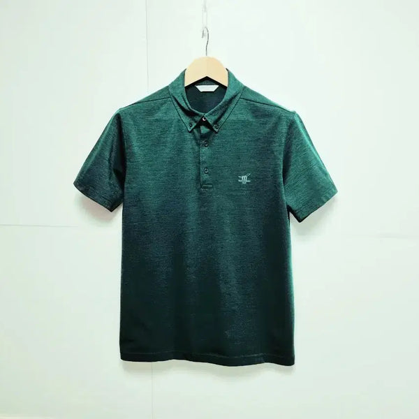 [BUNJANG] Henry Cotton Men's Functional Collar Short Sleeve T-Shirt Deep Green / 남성 Henry Cotton 헨리코튼 골프 기능성 카라 반팔 티 티셔츠