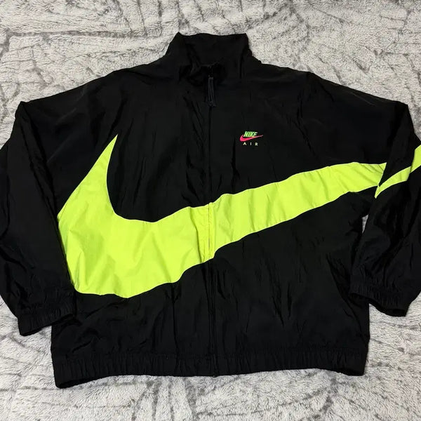 [BUNJANG] Nike NSW Big Swoosh Woven Jacket Black Neon (Japan Exclusive) XXL / [XXL] 나이키 NSW 빅 스우시 우븐 자켓 블랙 네온 (일본 한정)