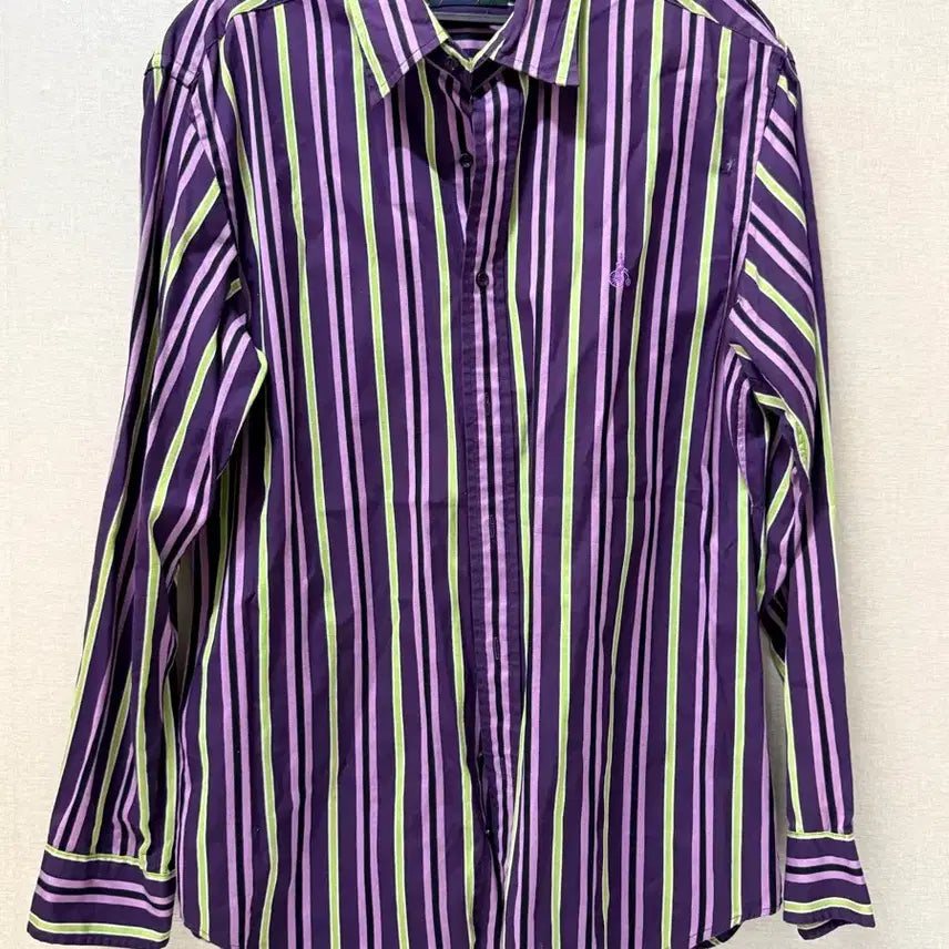 [BUNJANG] Beanpole Purple Stripe Shirt (Men's, Size 105) / (남성복) 빈폴 퍼플 스트라이프 셔츠 105