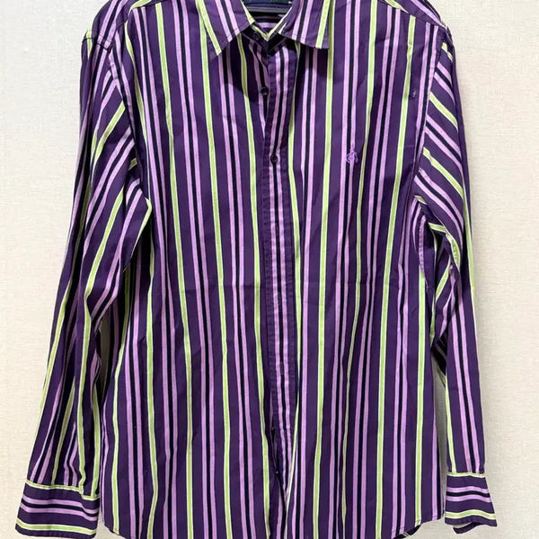 [BUNJANG] Beanpole Purple Stripe Shirt (Men's, Size 105) / (남성복) 빈폴 퍼플 스트라이프 셔츠 105