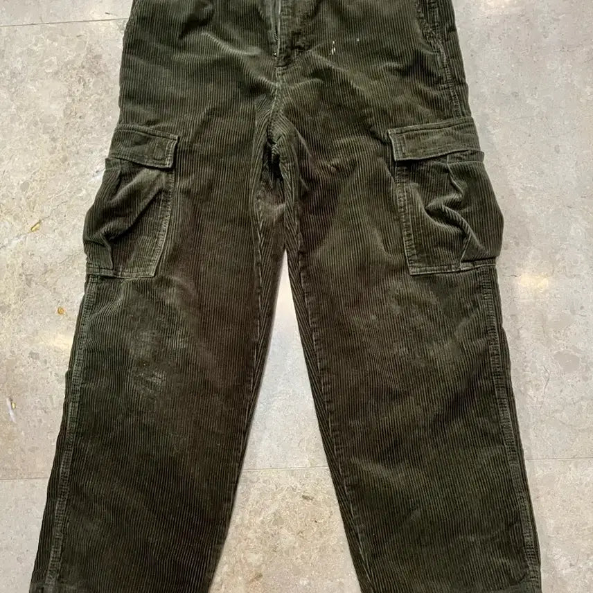 [BUNJANG] Corduroy Cargo Pants Khaki / 코듀로이 카키 카고팬츠