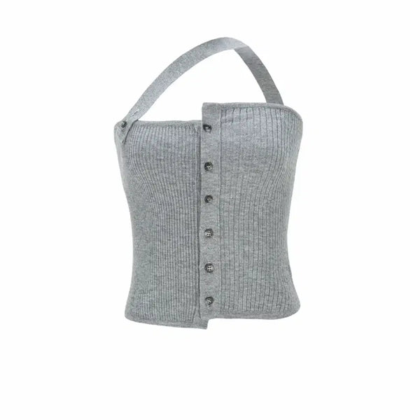 [BUNJANG] Bohemian Seoul Button Knit Bustier / 보헤미안서울 버튼 니트 뷔스티에 button knit bustier