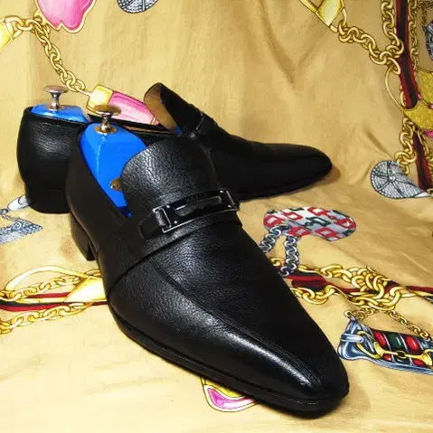 [BUNJANG] Bally Signature Metal Penny Loafers Black Full Grain Calfskin Leather Men's Size US 9.5 EEE / 스위스명품 발리 블랙 풀그레인 카프스킨 시그니처 페니로퍼 280