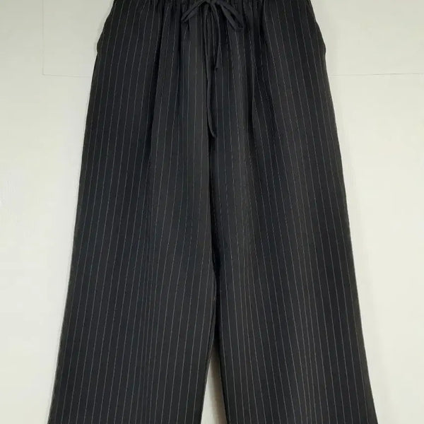 [BUNJANG] Black Stripe Wide Banding Pants / 블랙스트라이프 와이드 밴딩팬츠