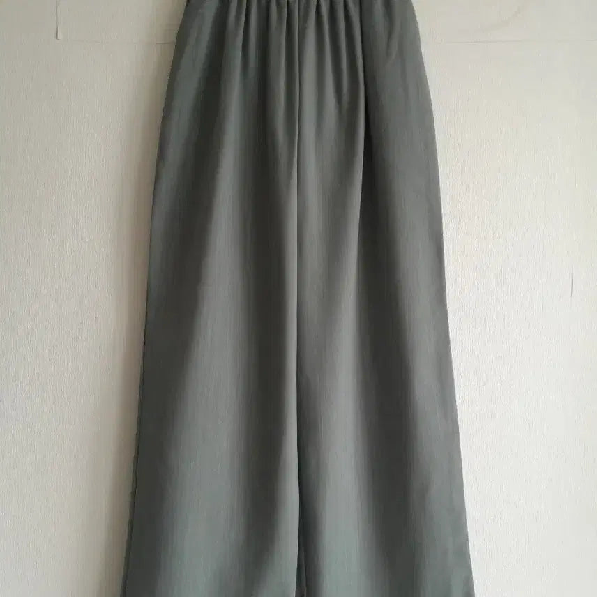 [BUNJANG] Light Khaki Waist Banding Wide Pants / 연카키 허리밴딩 와이드 팬츠