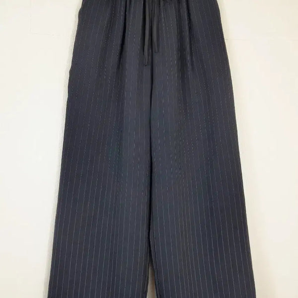 [BUNJANG] Navy Stripe Wide Banding Pants / 세련된진곤색스트라이프 와이드 밴딩 팬츠