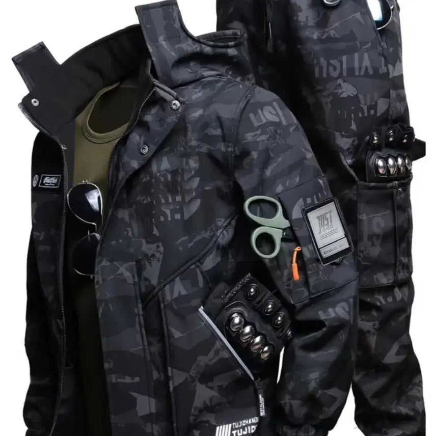 [BUNJANG] Black Camo Military Top & Bottom Set / 블랙 카모 밀리터리 110 상/하 셋트