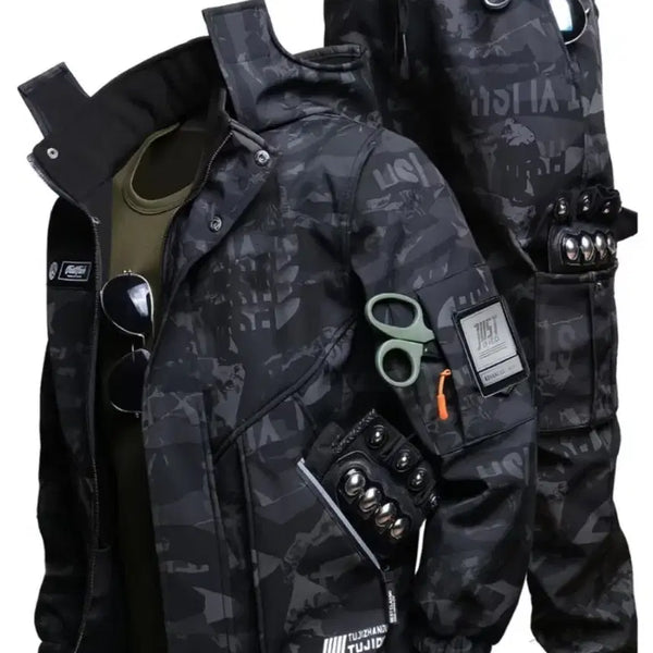 [BUNJANG] Black Camo Military Top & Bottom Set / 블랙 카모 밀리터리 110 상/하 셋트