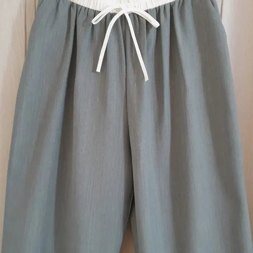 [BUNJANG] Khaki Color Block Waistband Wide Pants / 연카키배색밴딩 와이드 팬츠