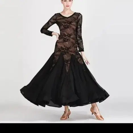 [BUNJANG] Black Dancewear Dress, Long Sleeve / 블랙 댄스복 드레스 s