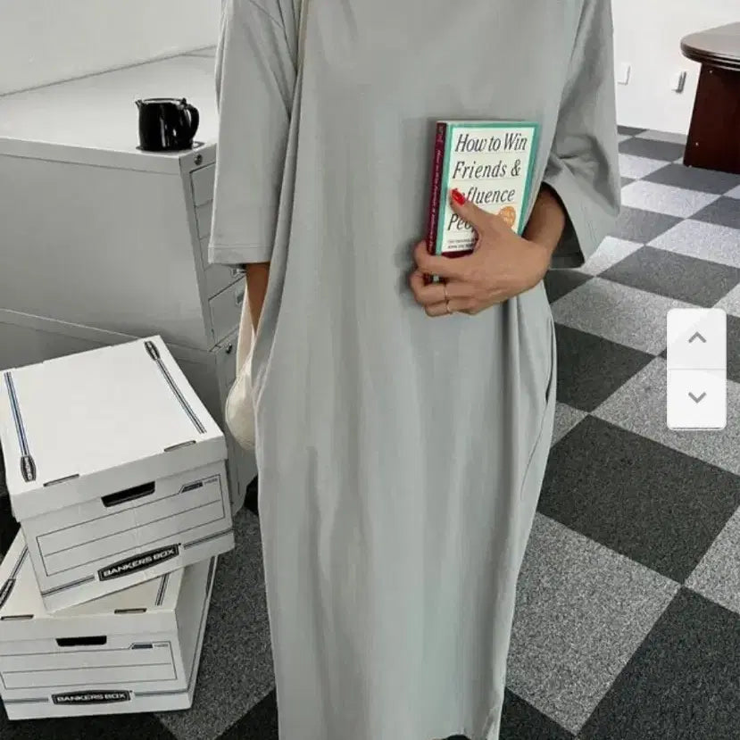 [BUNJANG] Andj Daon One-Piece Dress Grey (Seven-Sleeve) / 앤드제이 다온원피스 그레이(칠부)