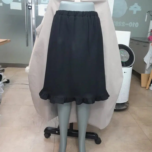 [BUNJANG] Black Ruffle Midi Skirt / 검정색 프릴 미디 스커트