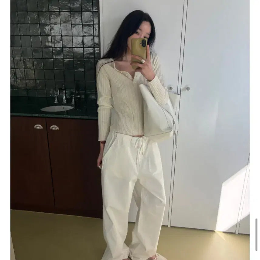 [BUNJANG] Maybe Baby Nimar White String Pants / 메이비베이비 nimar 화이트 스트링 팬츠