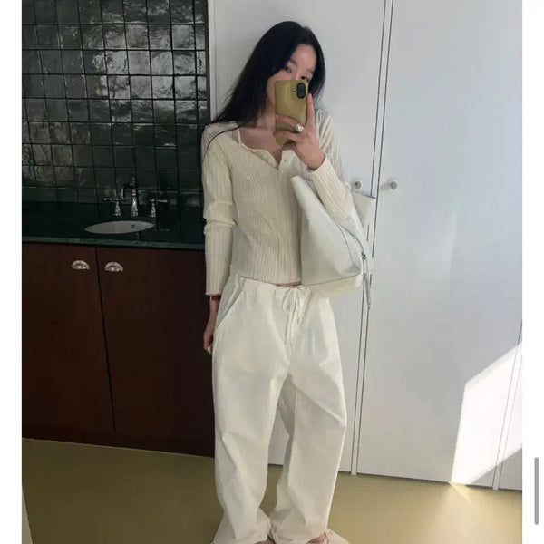 [BUNJANG] Maybe Baby Nimar White String Pants / 메이비베이비 nimar 화이트 스트링 팬츠