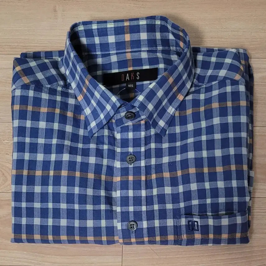 [BUNJANG] Daks Check Short Sleeve Shirt Blue 105 / 닥스 체크 반팔 셔츠 105 블루 (정품)