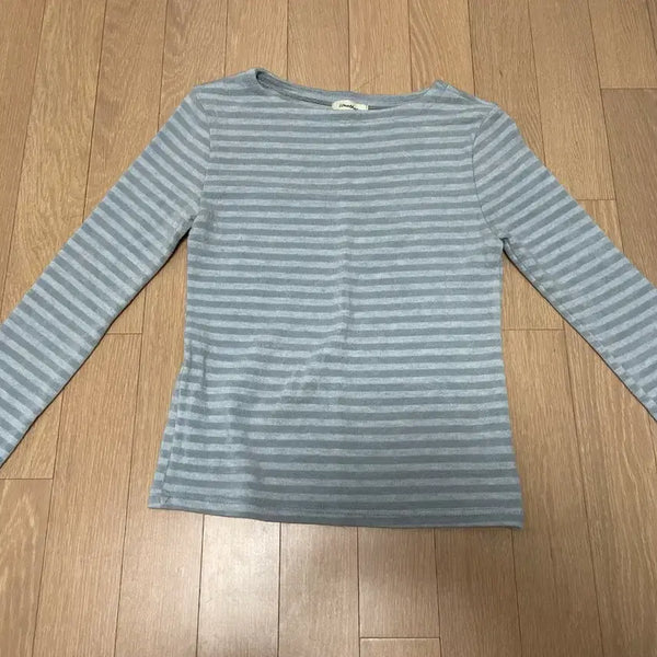 [BUNJANG] Weather Stripe Knit T-Shirt Blue / 웨더 스트라이프 니트 티셔츠 소라