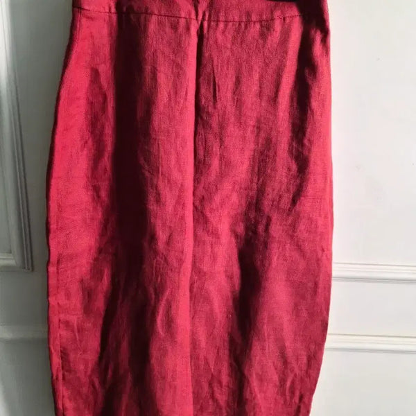 [BUNJANG] Red Linen H-line Skirt / 레드 린넨 H라인 스커트