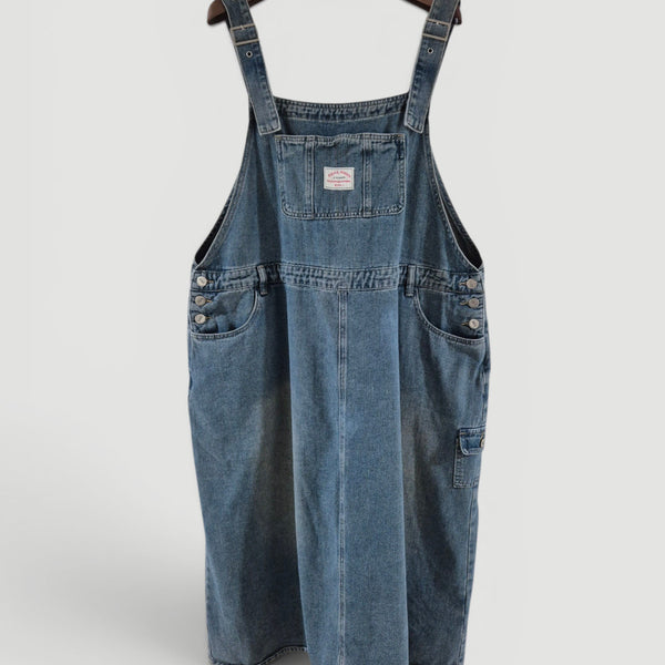 [BUNJANG] Vintage Denim Overall Skirt / 빈티지 데님 청 멜빵치마 오버롤 여성 루즈핏