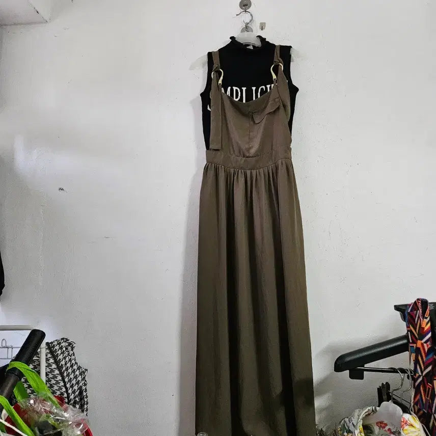 [BUNJANG] Long Jump Skirt Khaki / 롱 점프 스커트 카키색