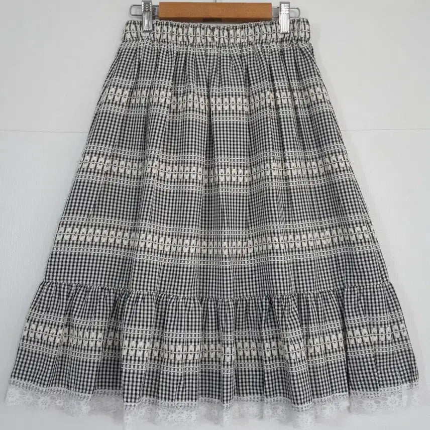 [BUNJANG] Handmade Checkered Ruffle Skirt / 체크레이스캉캉스커트