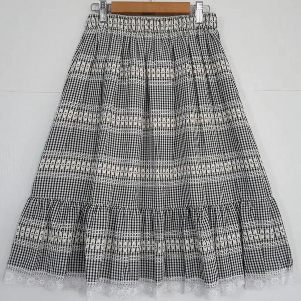 [BUNJANG] Handmade Checkered Ruffle Skirt / 체크레이스캉캉스커트