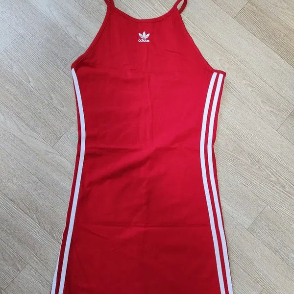 [BUNJANG] Adidas Three-Stripe Sleeveless Dress Red / 아디다스 삼선 끈나시 원피스 레드