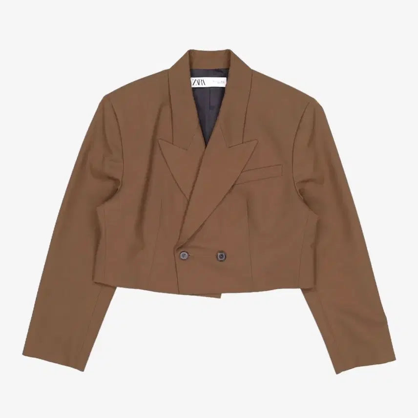 [BUNJANG] ZARA Brown Cropped Double-Breasted Jacket / ZARA 브라운 크롭 자켓