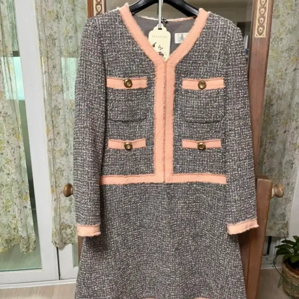 [BUNJANG] Reneevon Pink Tweed Coco Dress Size 54(55) / Reneevon 레니본 핑크 트위드 코코 원피스_54사이즈(55)