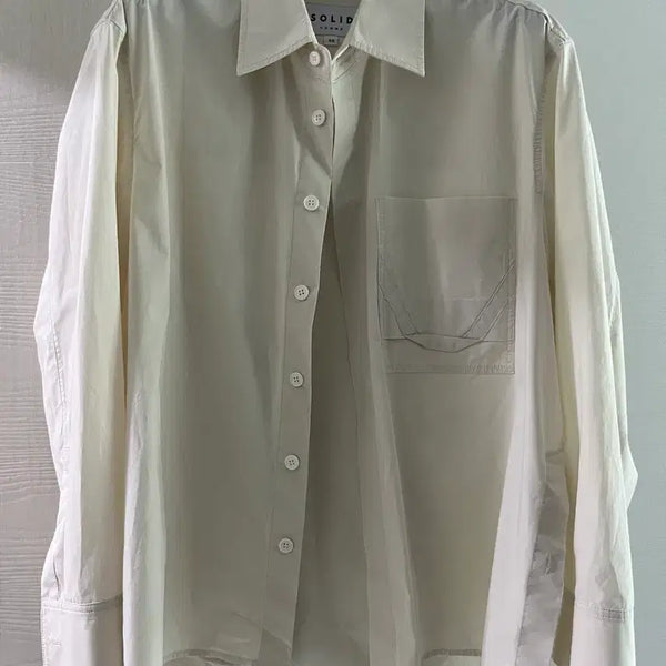 [BUNJANG] Solid Homme 22SS Semi-Oversized Ivory Pocket Shirt (Size 46) / 22ss 솔리드옴므 세미오버 아이보리 포켓셔츠 46(95-100)