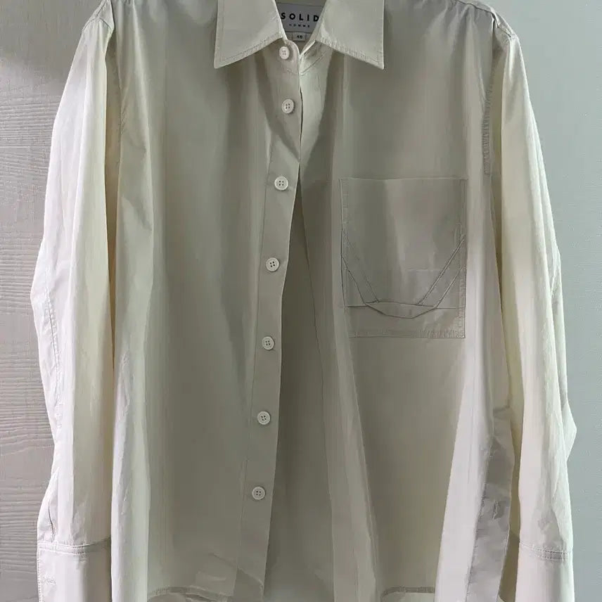 [BUNJANG] Solid Homme 22SS Semi-Oversized Ivory Pocket Shirt / 22ss 솔리드옴므 세미오버 아이보리 포켓셔츠 46(95-100)
