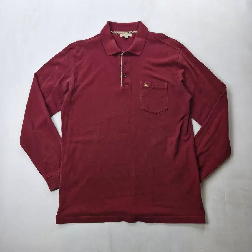 [BUNJANG] Burberry London Burgundy Collar T-Shirt / 버버리 런던 카라 티셔츠 버건디