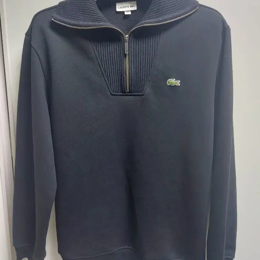 [BUNJANG] Lacoste Black Half-Zip Sweatshirt / 라코스테 블랙 하프집업 맨투맨