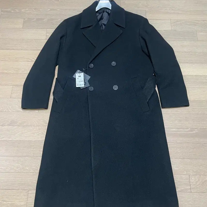 [BUNJANG] SPAO Black Double-Button Long Coat - Medium / 특가)새상품)스파오 롱코트 블랙